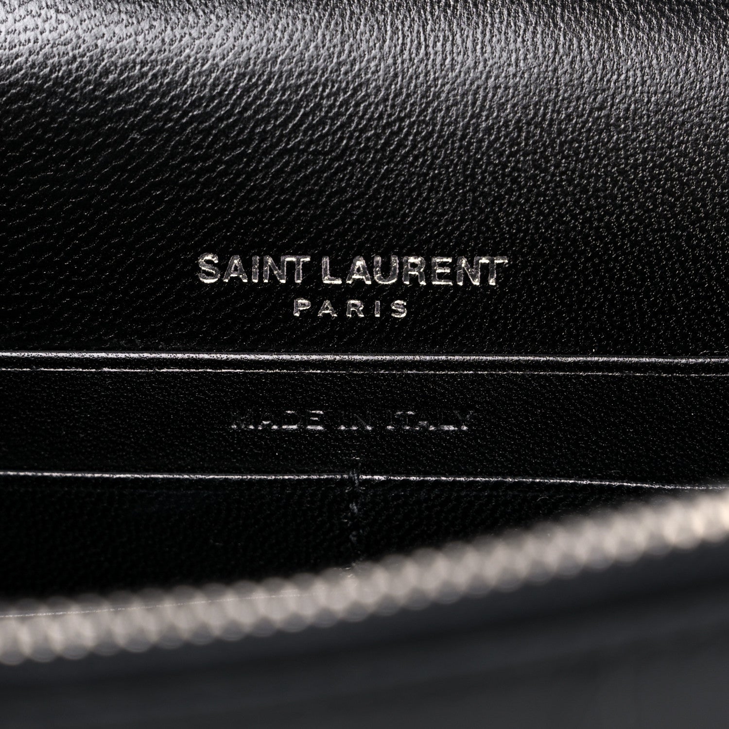 Saint Laurent Calfskin Crocodile Embossed Kate Monogram Tassel Chain Wallet Black 6 of 8