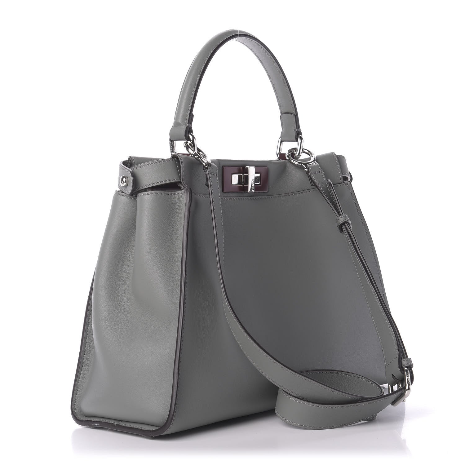 Fendi Vitello Seta Shiny Nappa Medium Peekaboo Iconic Satchel Alga Rosa Doll 4 of 12