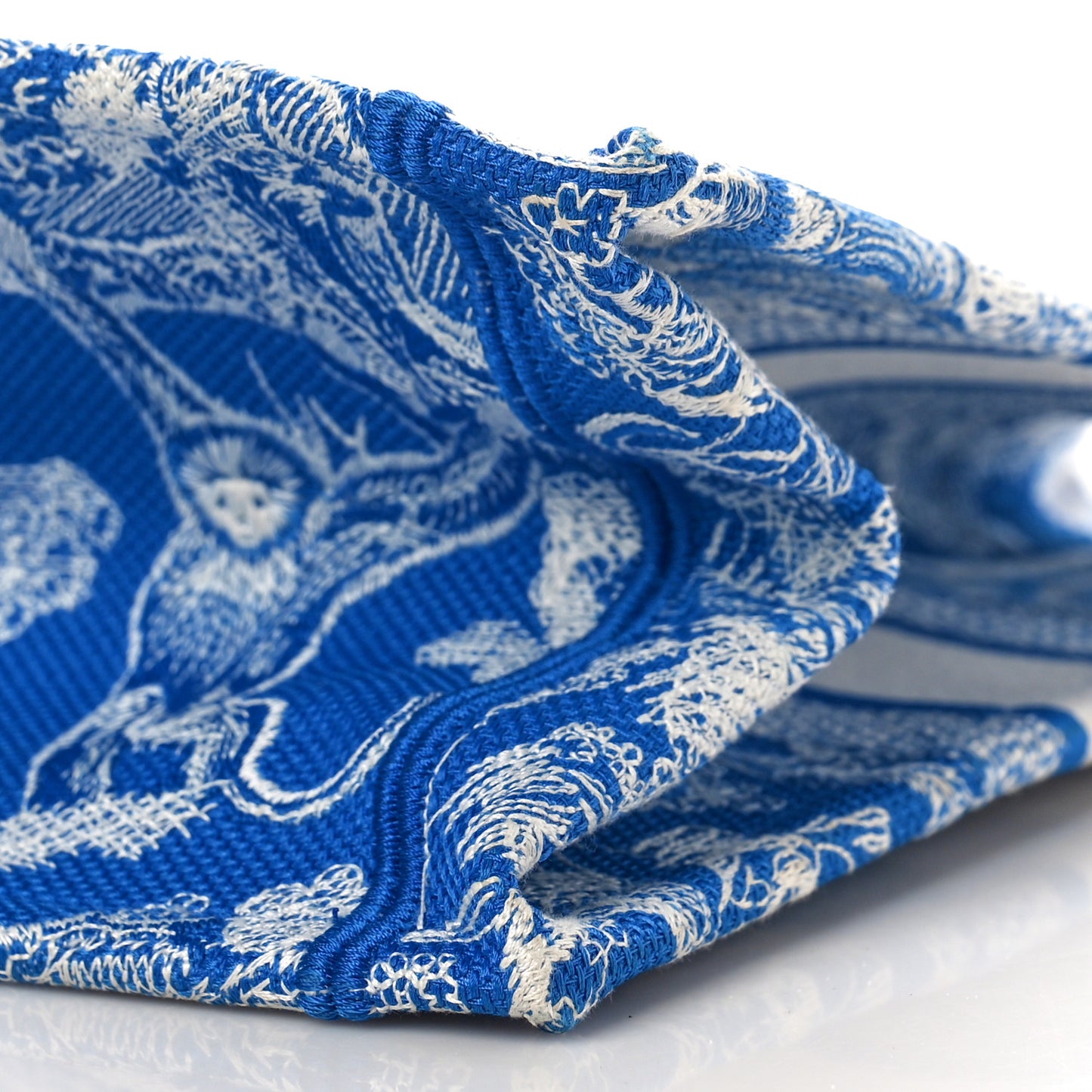 Canvas Embroidered Medium Dioriviera Toile De Jouy Book Tote Fluorescent Blue