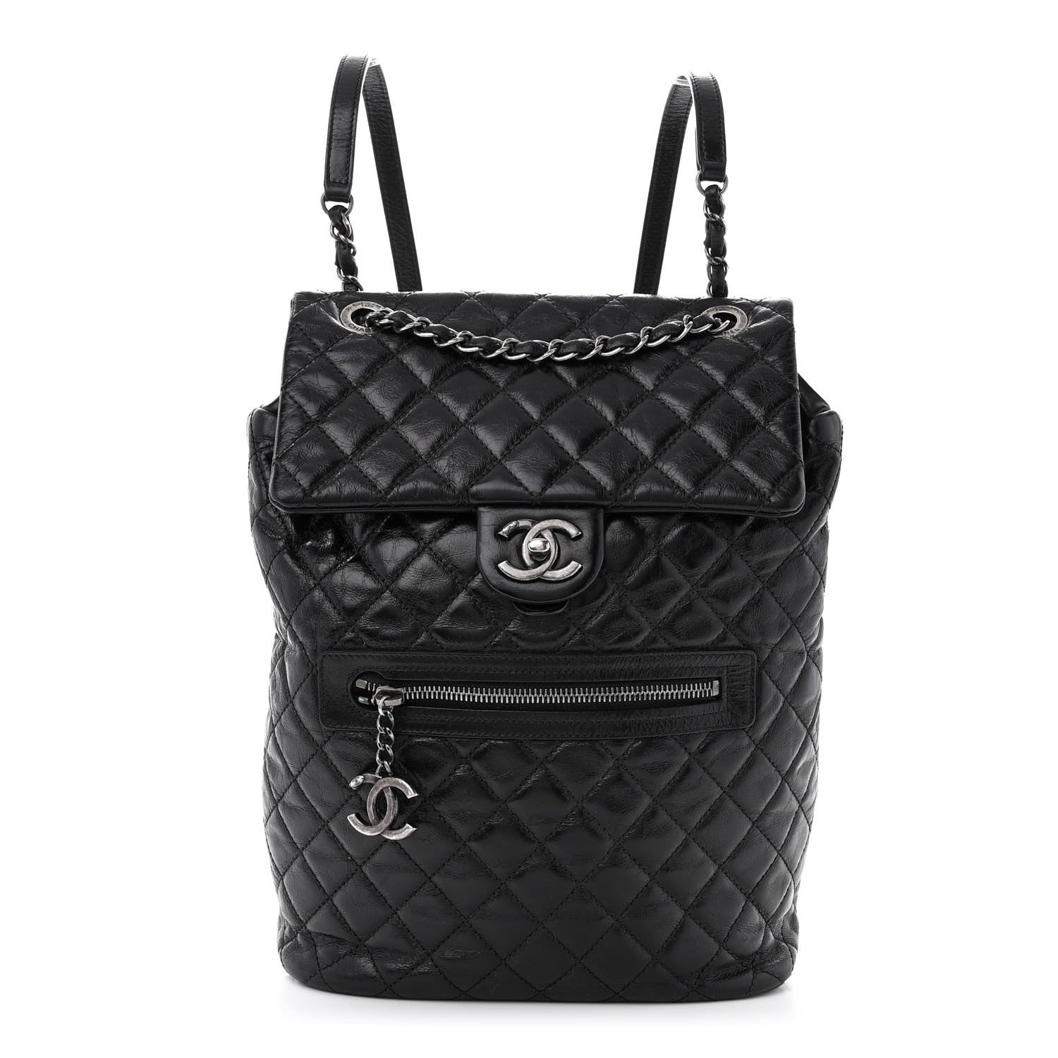 Chanel Glazed Calfskin Quilted Large Salzburg Backpack Black 1 of 12