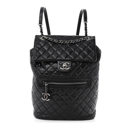 Chanel Glazed Calfskin Quilted Large Salzburg Backpack Black 1 of 12