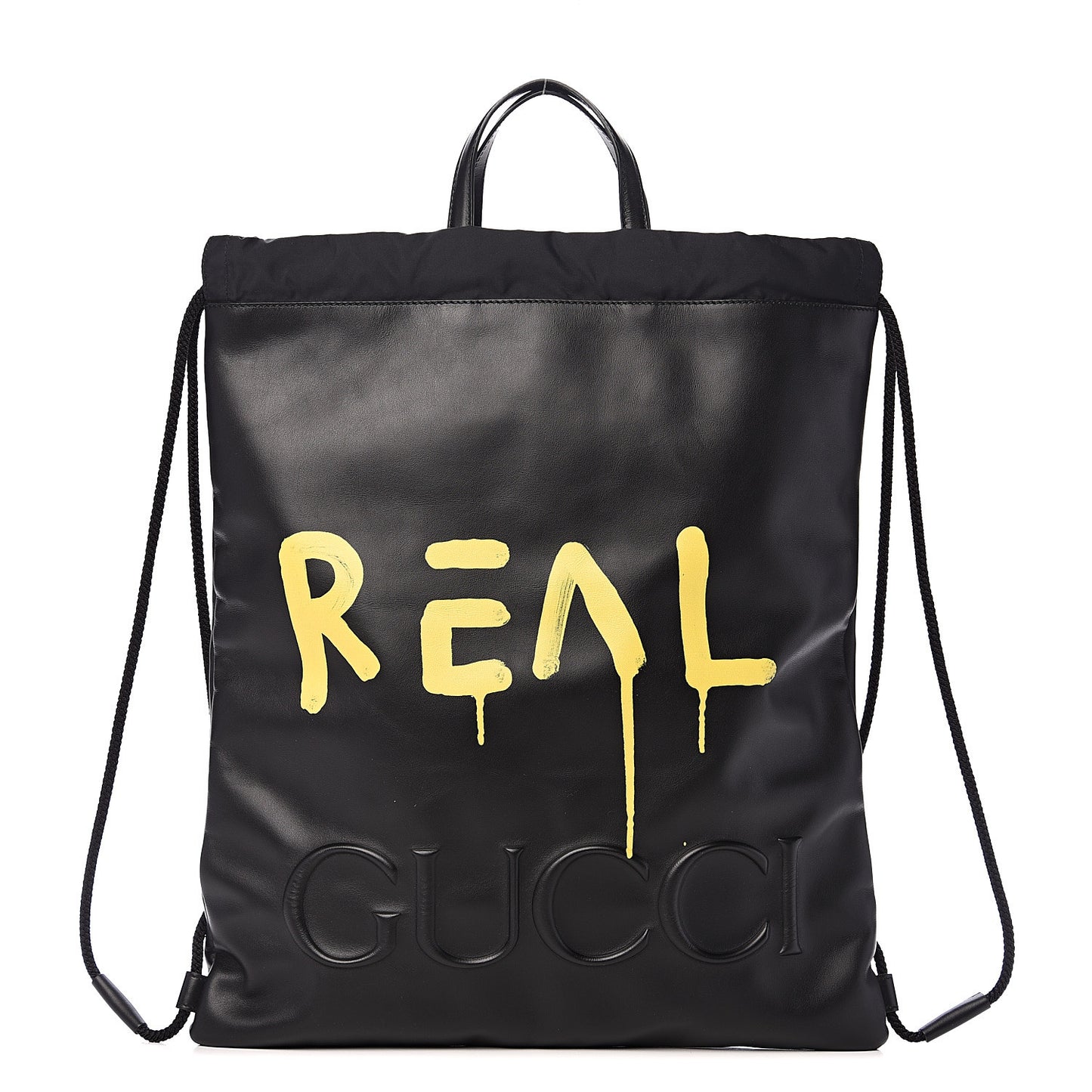 Calfskin Small GucciGhost Drawstring Backpack Black