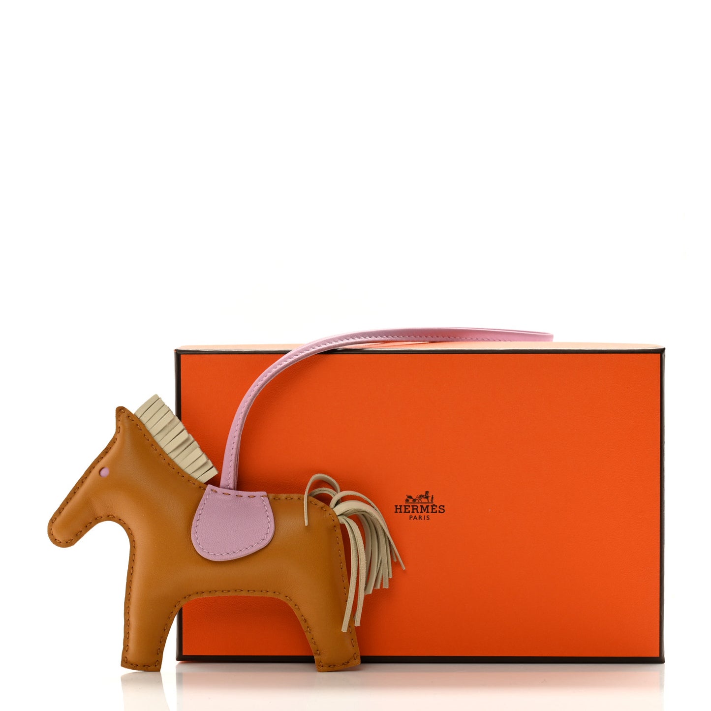 Milo Lambskin Grigri Rodeo Horse Bag Charm MM Sesame Mauve Sylvestre Craie