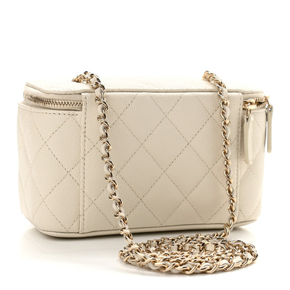 Chanel Caviar Quilted Small Vanity Case With Chain White 2 of 10
