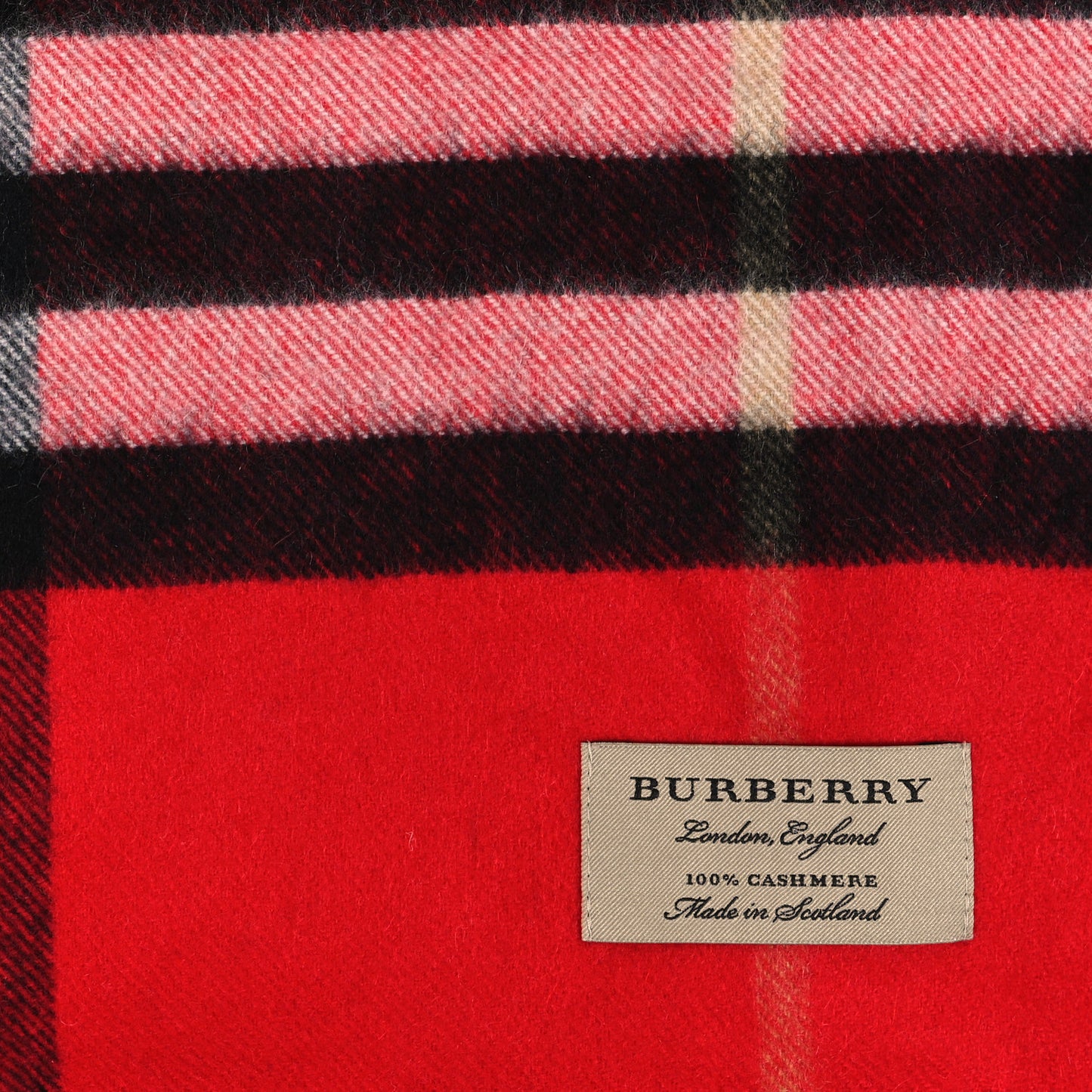 Wool Cashmere Check Fringe Scarf Claret