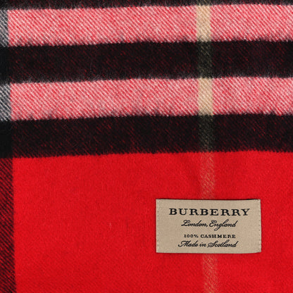 Burberry Wool Cashmere Check Fringe Scarf Claret 3 of 4