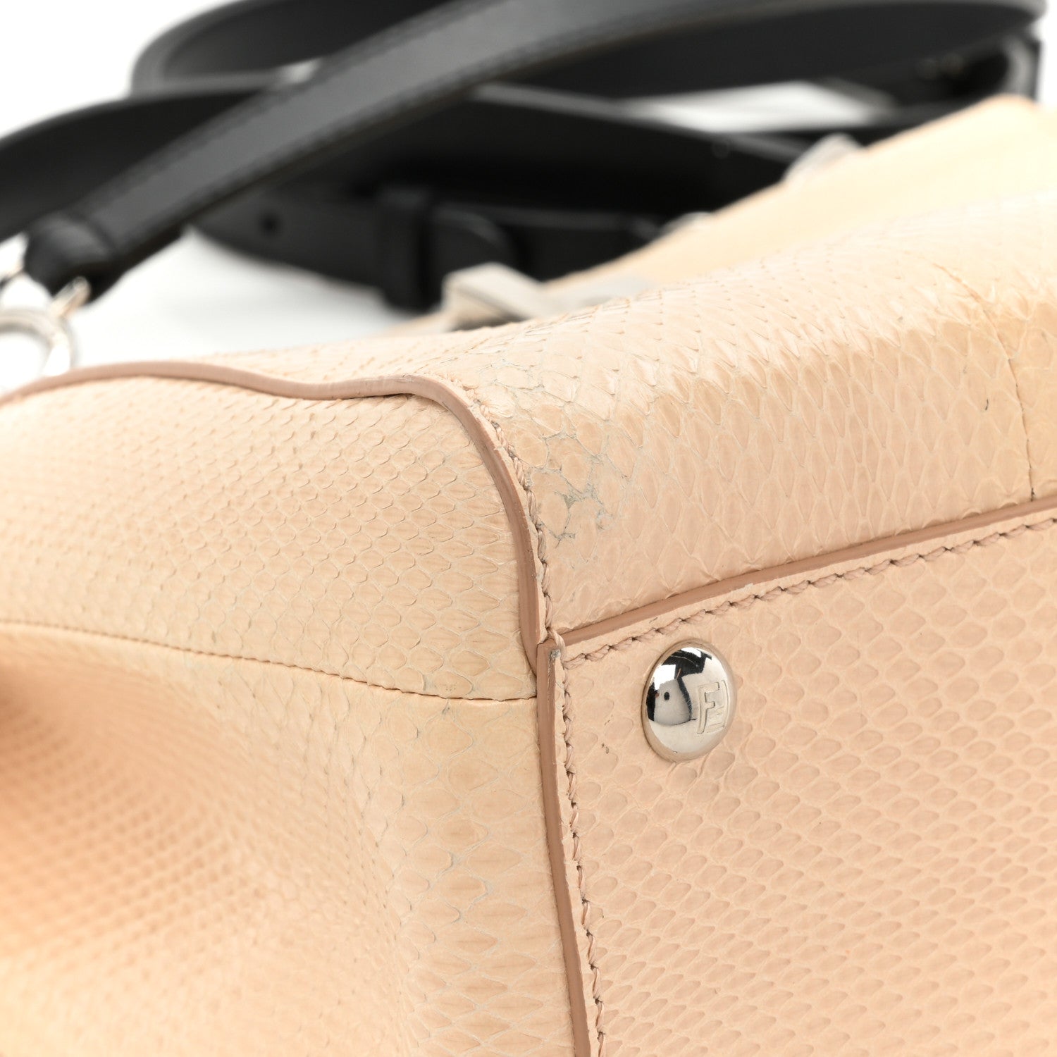 Fendi Water Snakeskin Nappa Medium Peekaboo Iconic Satchel Beige Black 15 of 21