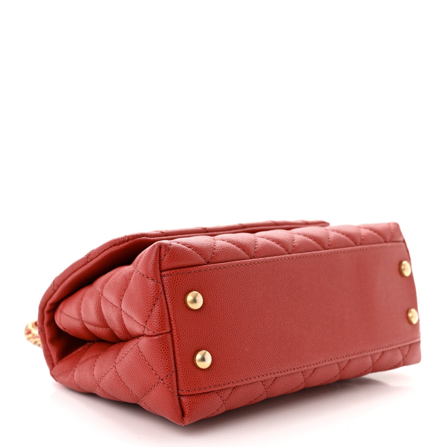 Caviar Lizard Embossed Quilted Mini Coco Handle Flap Red