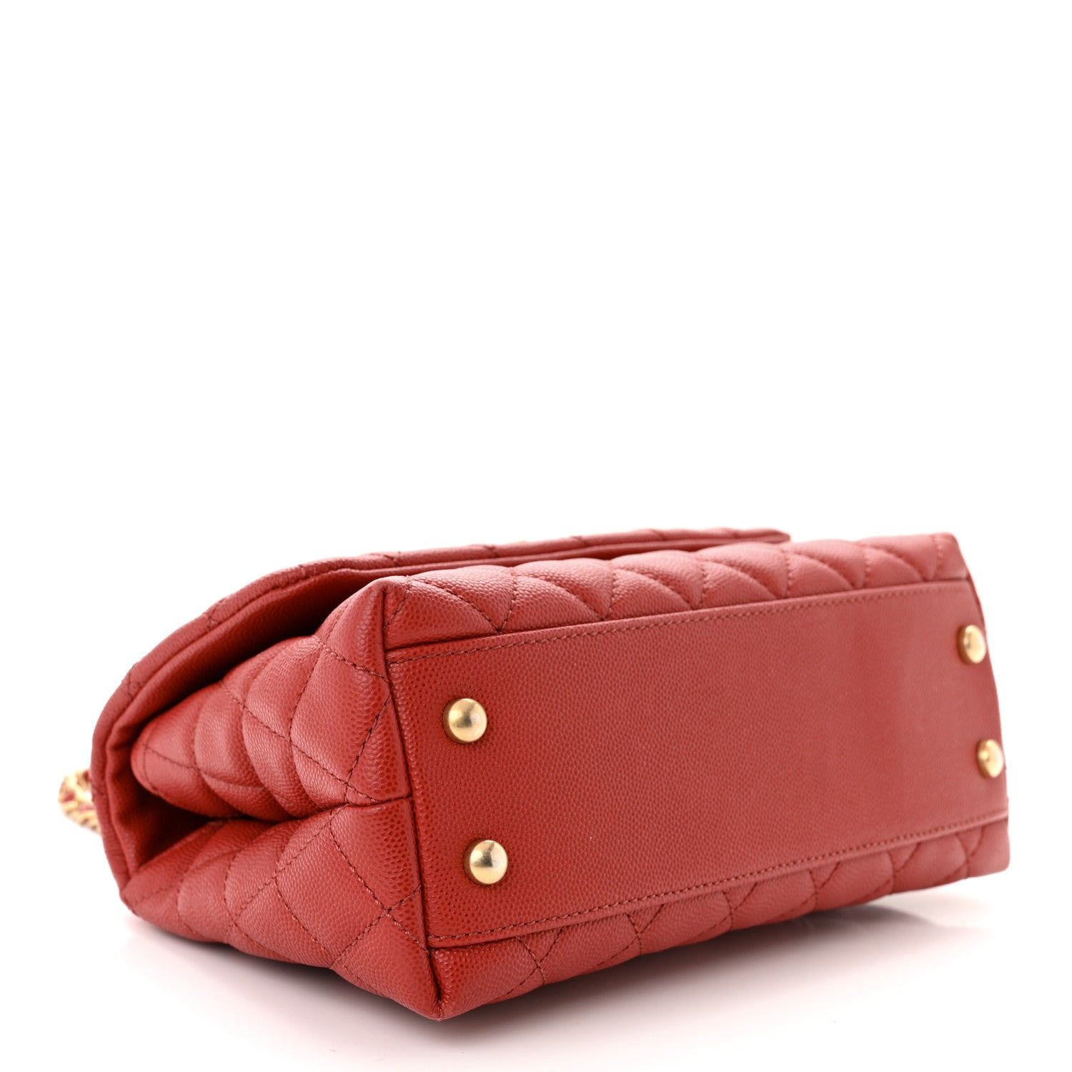 Chanel Caviar Lizard Embossed Quilted Mini Coco Handle Flap Red 4 of 12
