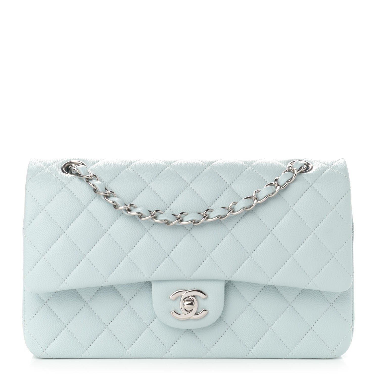 Chanel Caviar Quilted Medium Double Flap Light Blue 1 of 11