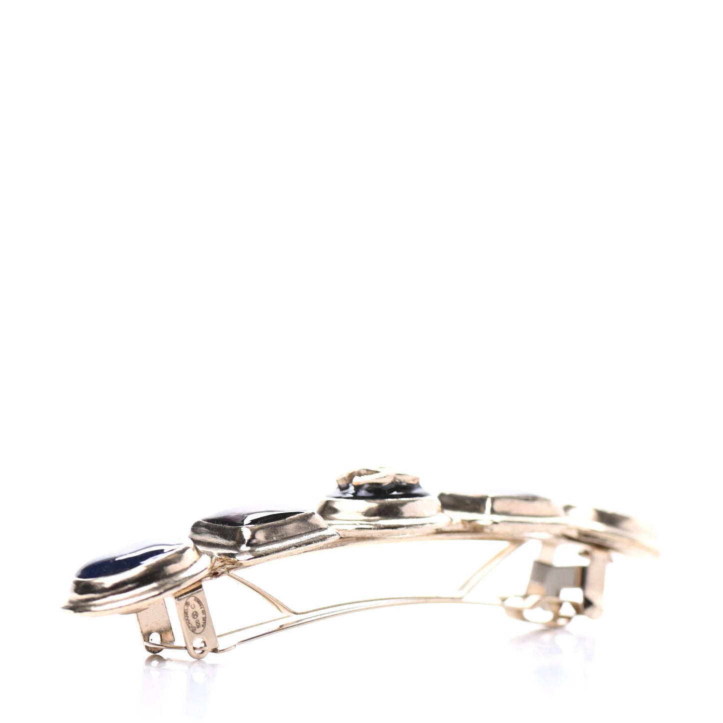 Enamel CC Hair Clip Barrette Blue Red