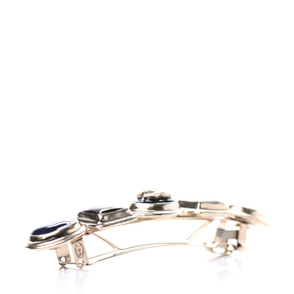 Chanel Enamel CC Hair Clip Barrette Blue Red 4 of 5