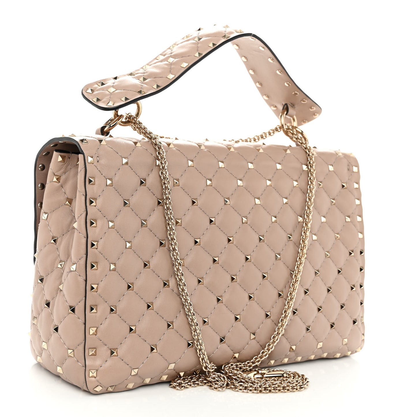 Nappa Large Rockstud Spike Shoulder Bag Poudre