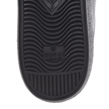 Gucci Calfskin Ayers Web Flames Embroidered Mens Ace Sneakers 10 Black 8 of 9