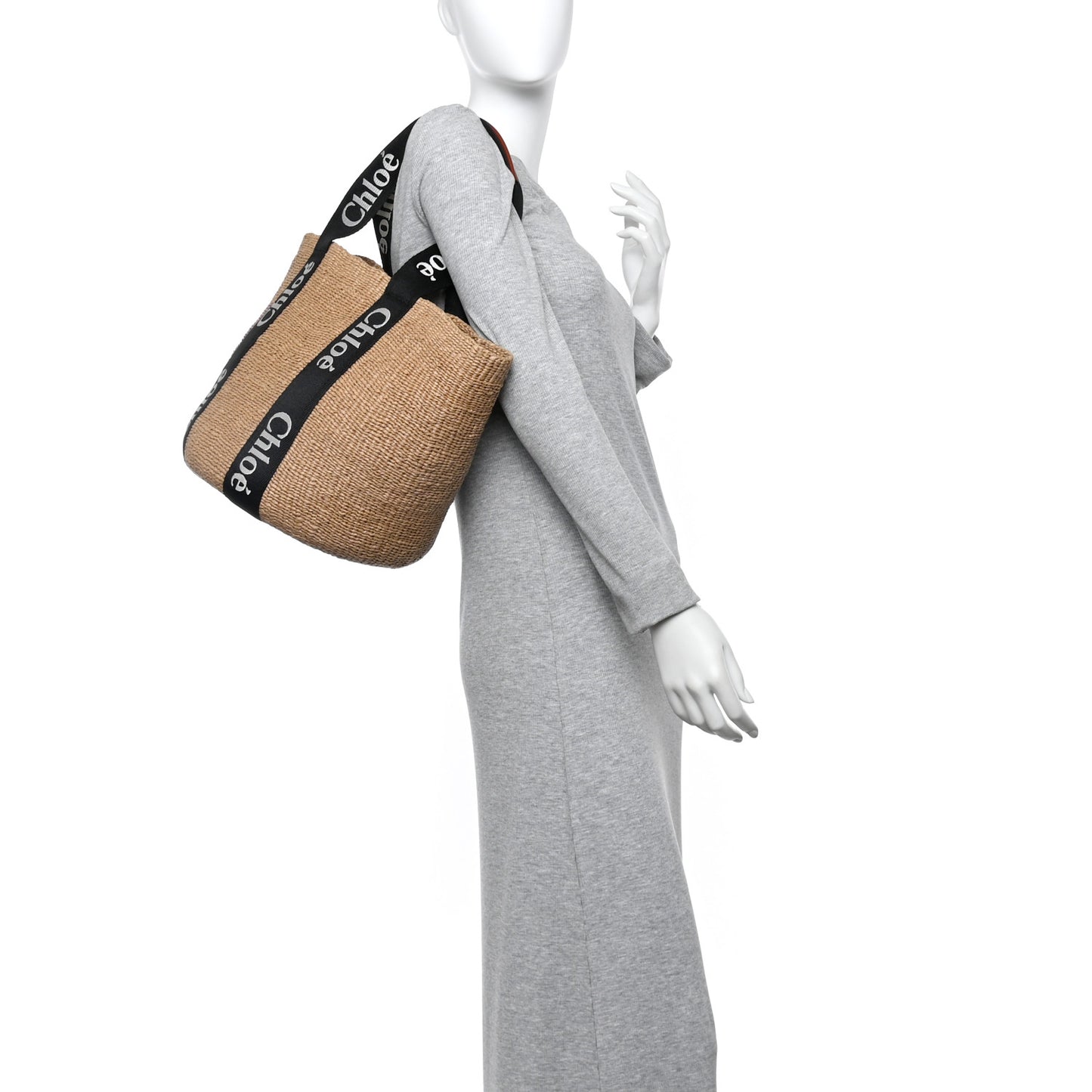 X MIFUKO Raffia Large Woody Basket Bag Black Beige