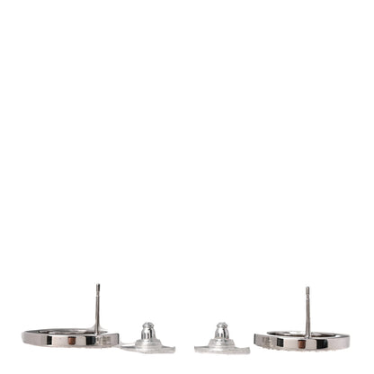 Chanel Crystal CC Round Earrings Silver 3 of 5