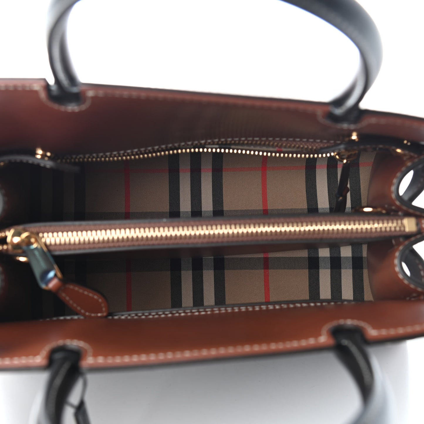 Calfskin Vintage Check Mini Two Handle Title Bag Black