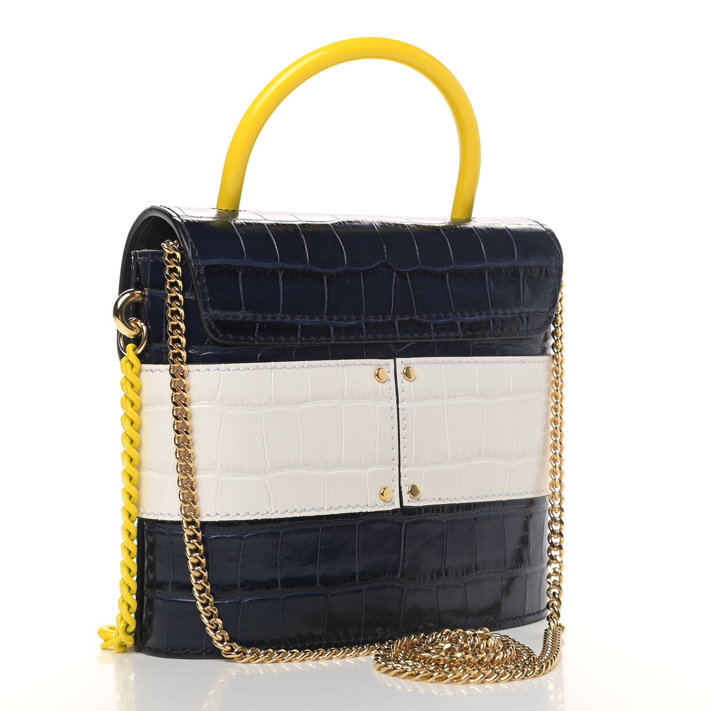 Calfskin Crocodile Embossed Small Aby Lock Full Blue
