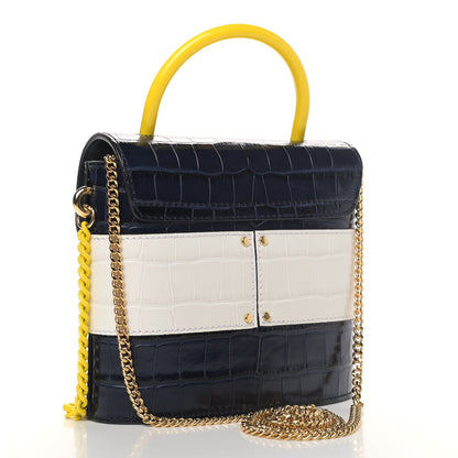 Chloe Calfskin Crocodile Embossed Small Aby Lock Full Blue 2 of 4