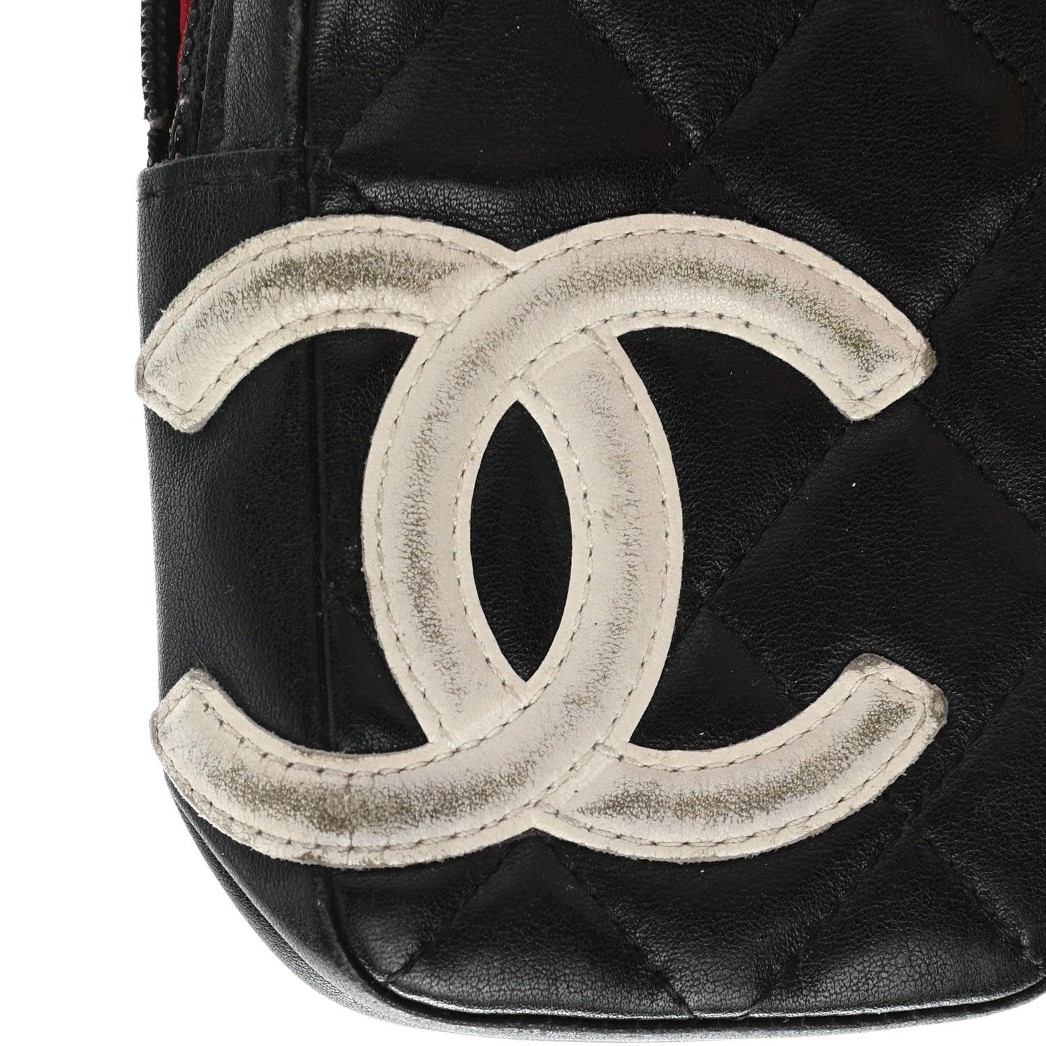 Chanel Calfskin Quilted Cambon Zip Around Cosmetic Pouch Black 6 of 14
