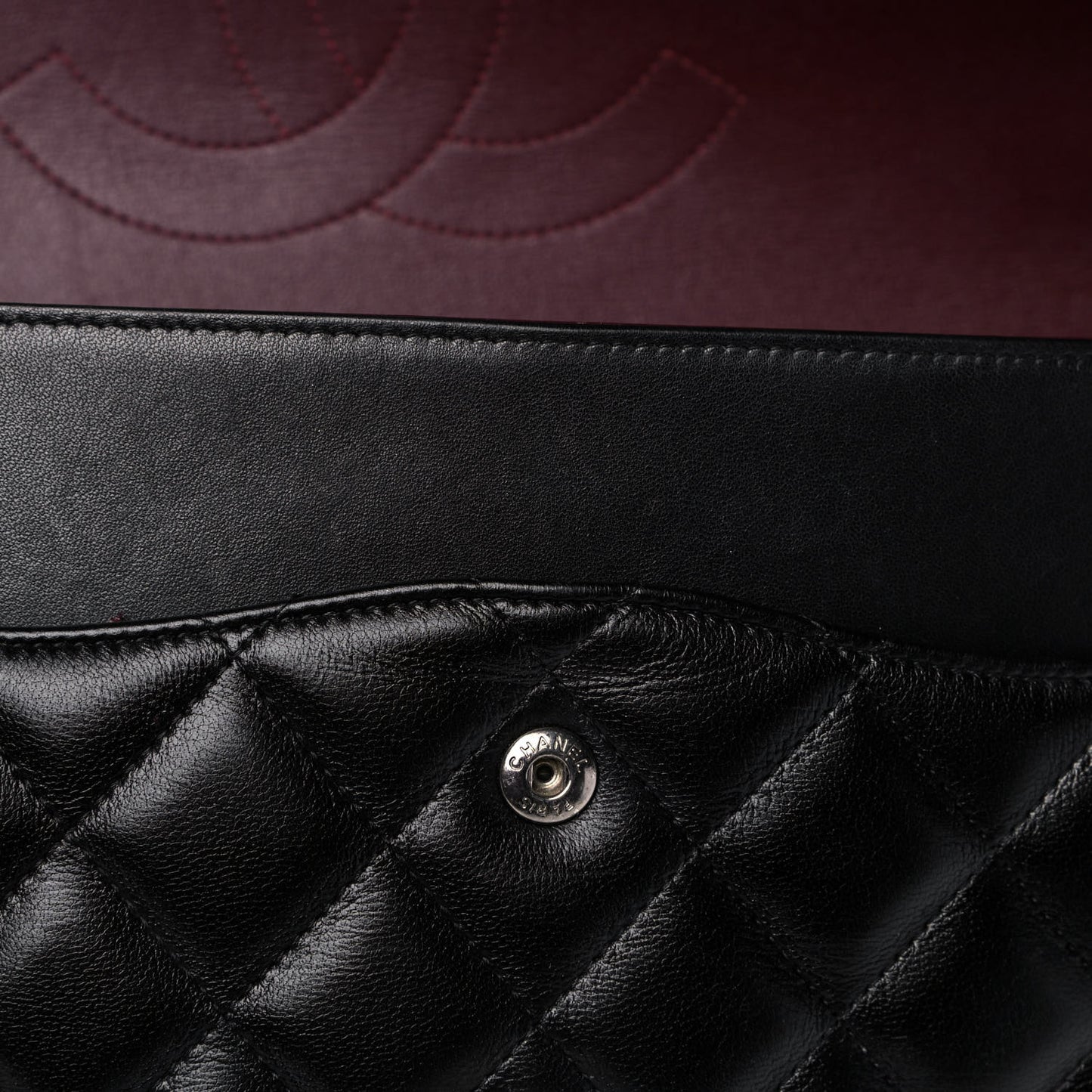 Lambskin Quilted Jumbo Double Flap Black