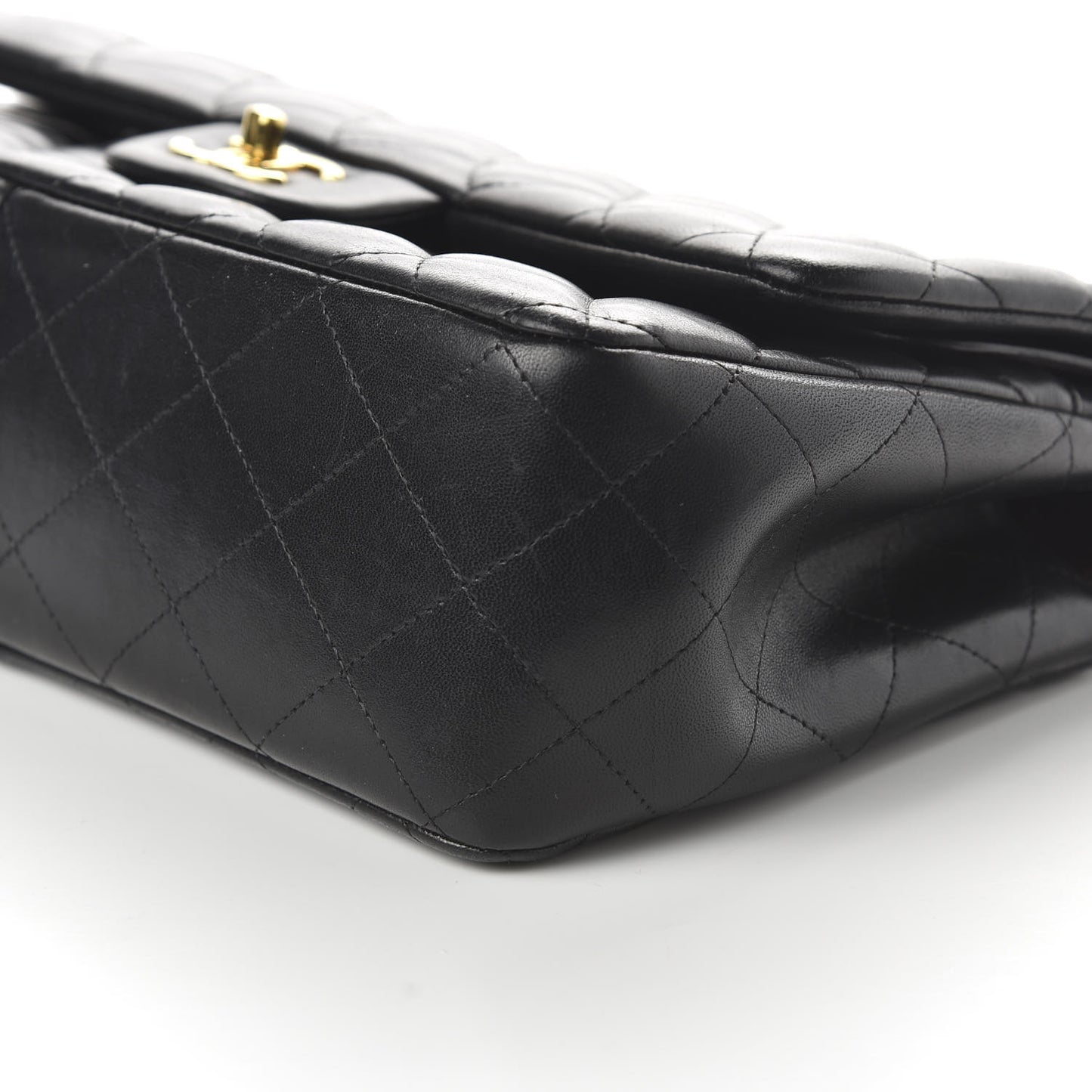 Lambskin Quilted Jumbo Double Flap Black