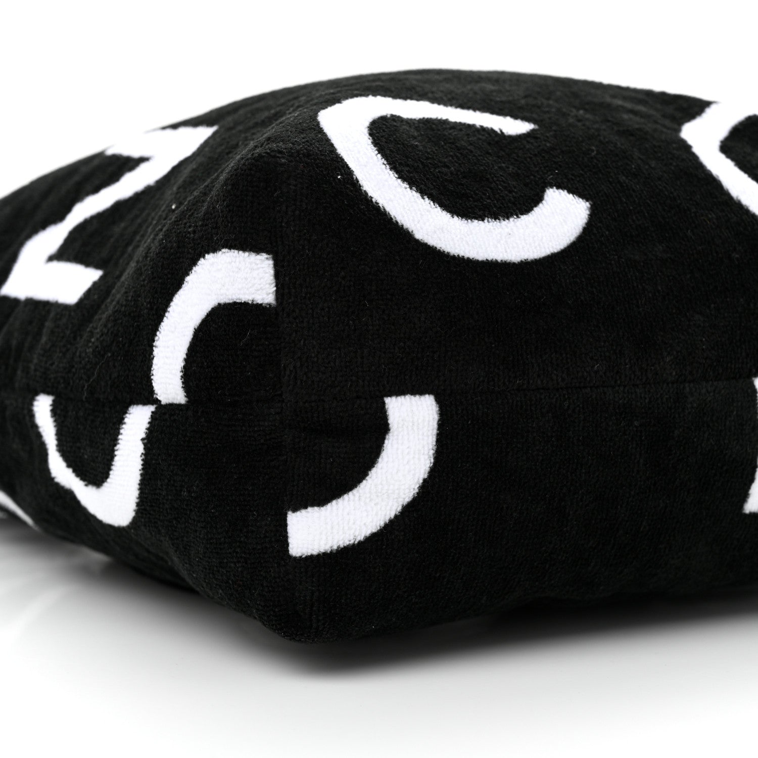 Chanel Terry Cotton Logo Beach Hobo Black White 11 of 11
