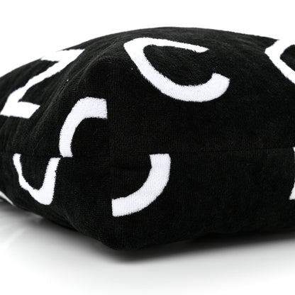 Chanel Terry Cotton Logo Beach Hobo Black White 11 of 11
