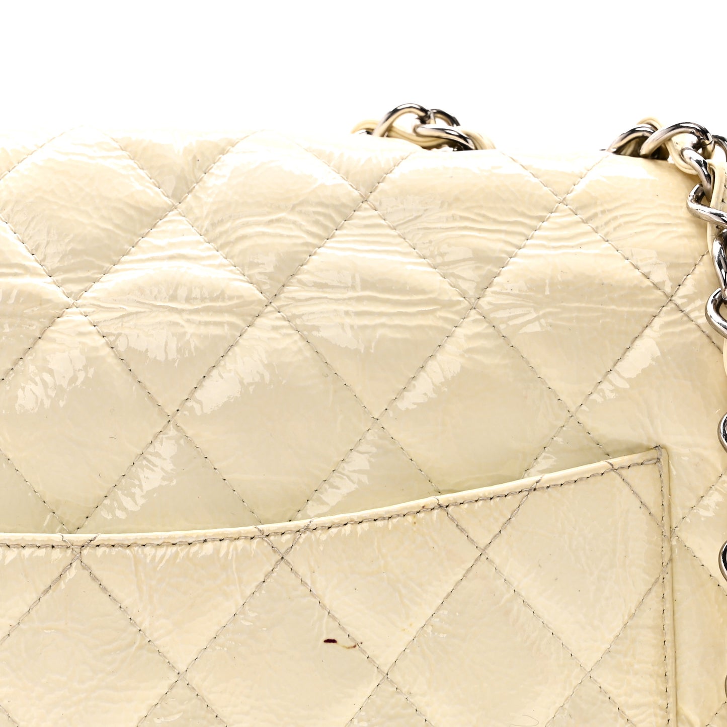 Distressed Patent Jumbo Single Flap White