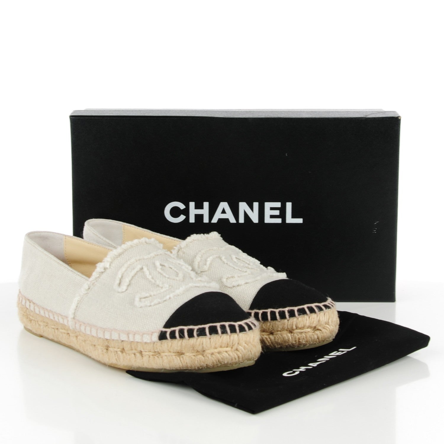 Chanel Toile CC Espadrilles 38 Beige Black 5 of 8