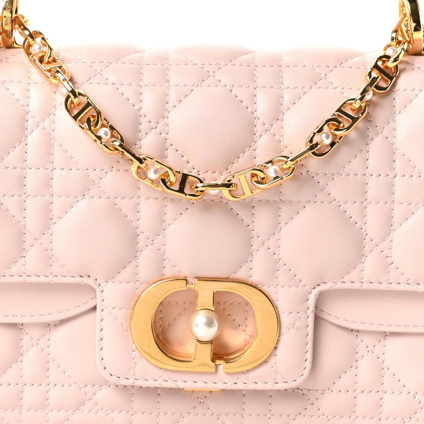 Lambskin Cannage Small Jolie Top Handle Bag Rose Poudre