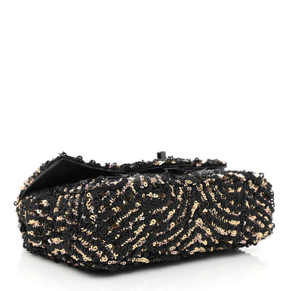 Chanel Sequin Mini Rectangular Flap Black Gold 4 of 10