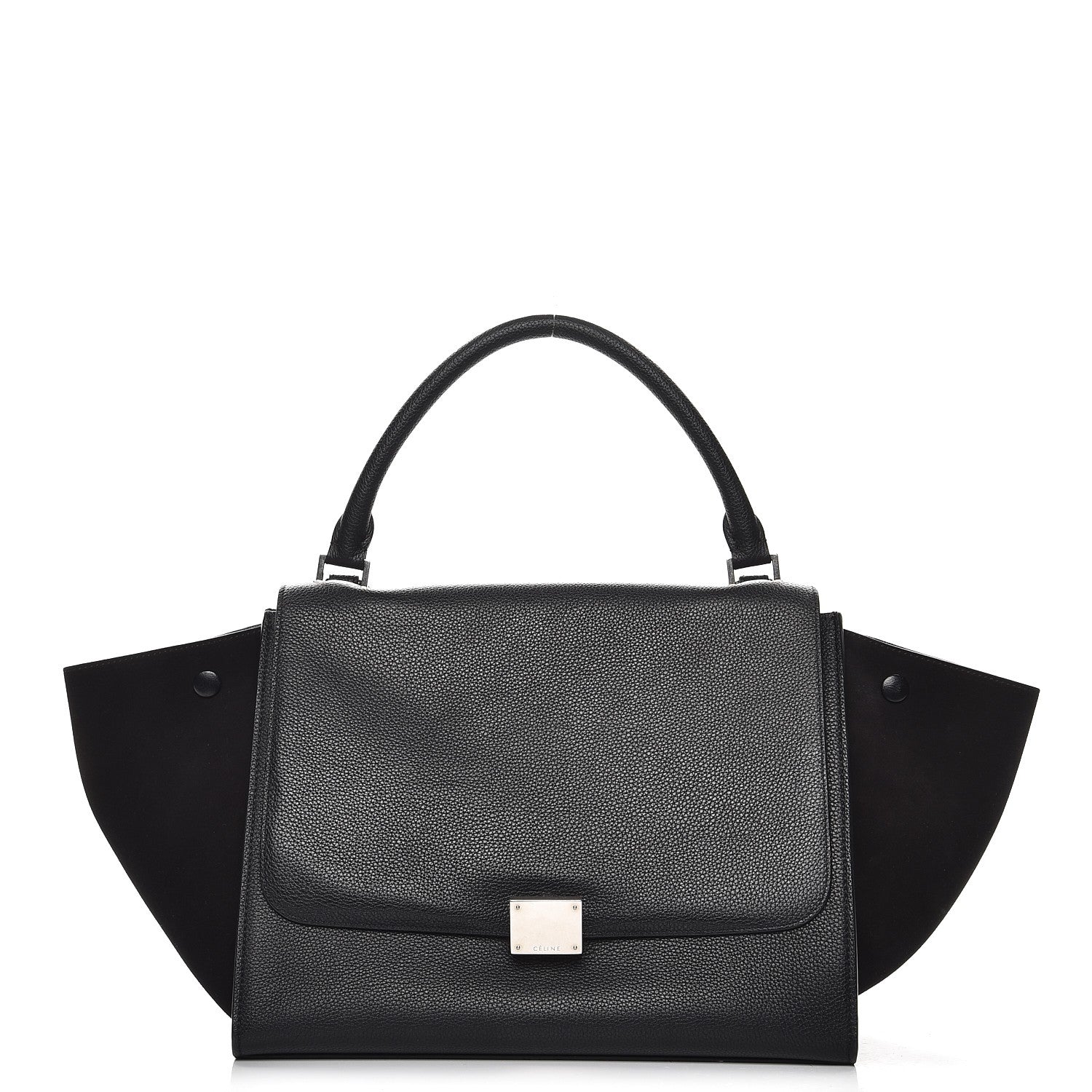 Celine Drummed Calfskin Suede Medium Trapeze Black 1 of 11