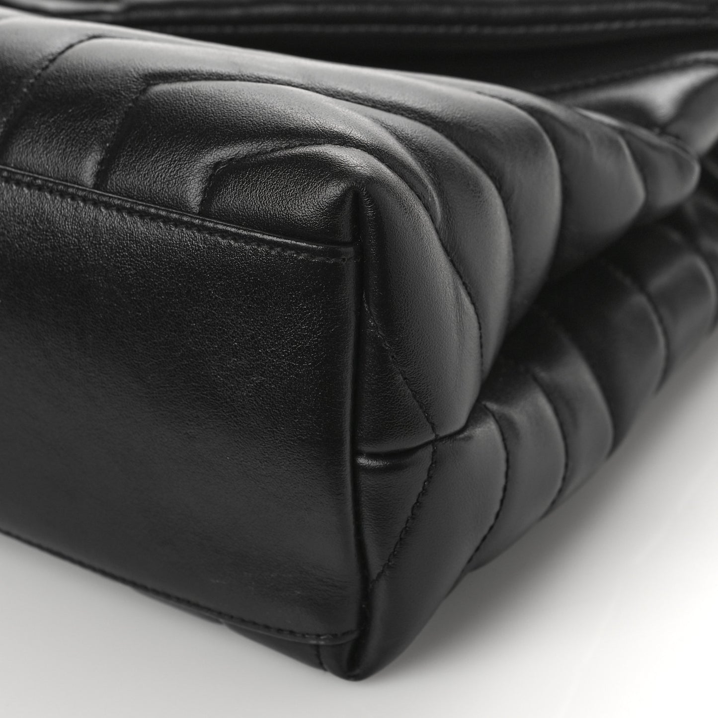 Calfskin Y Quilted Monogram Medium Loulou Chain Satchel Black