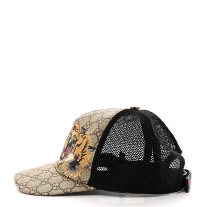Gucci GG Supreme Monogram Tiger Print Baseball Hat M 58 Beige 4 of 9