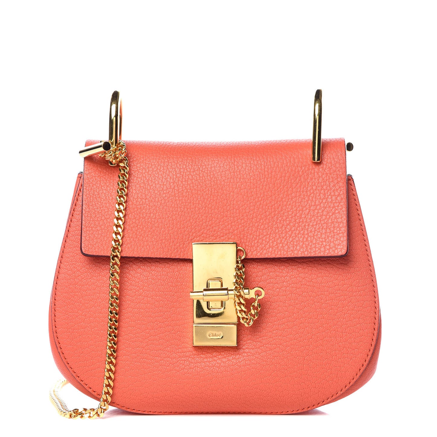 Grained Lambskin Mini Drew Shoulder Bag Orange