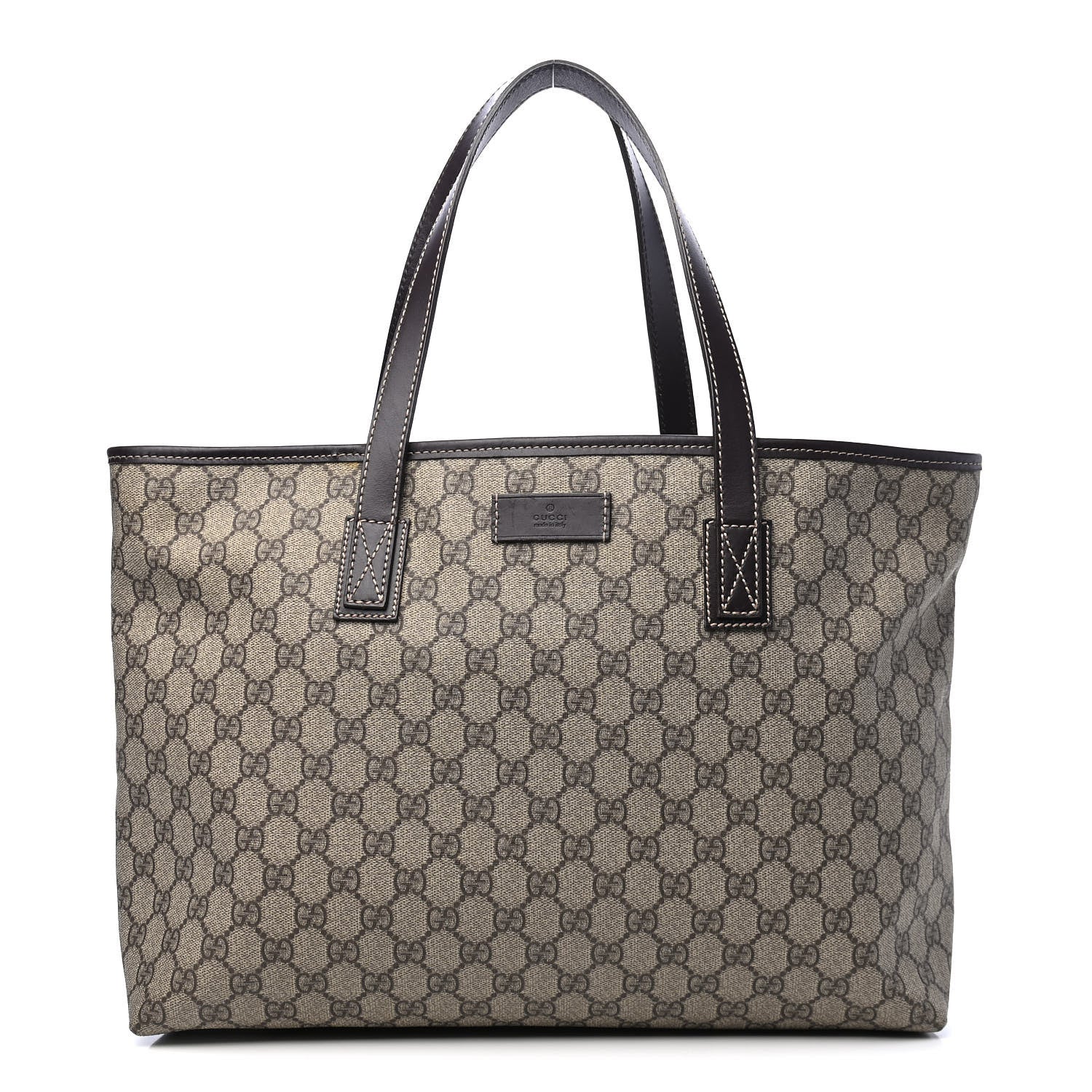 Gucci GG Supreme Monogram Medium Zippered Shopping Tote Dark Brown 1 of 9