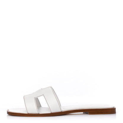 Hermes Box Calfskin Oran Sandals 39 White 1 of 4