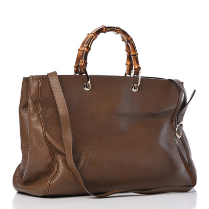 Gucci Cellarius Calfskin Large Bamboo Shopper Tote Acero 3 of 18