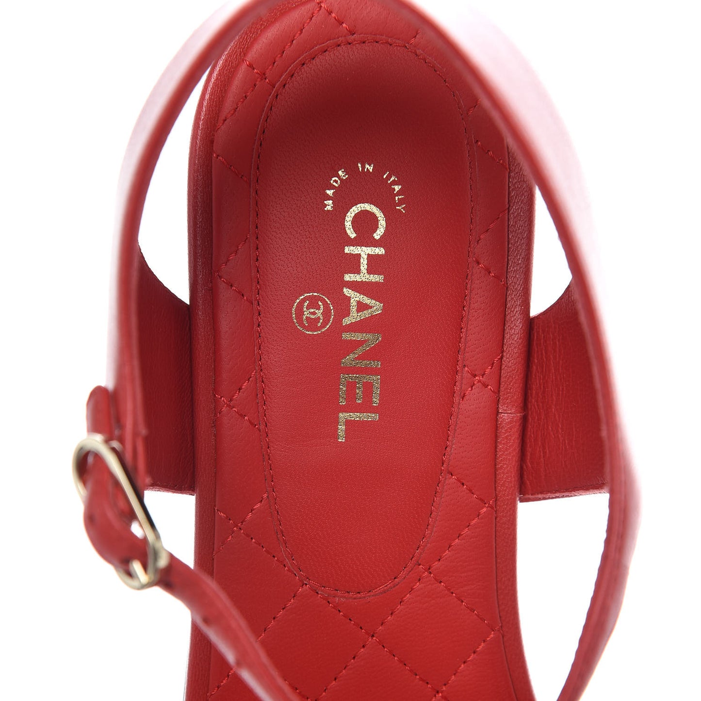 Lambskin Chain CC Logo Thong Sandals 40 Dark Red