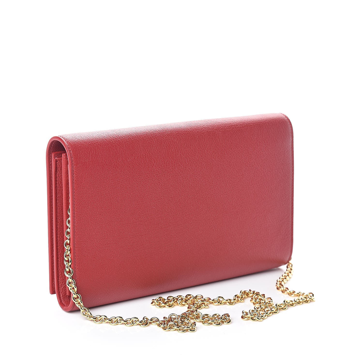 Saint Laurent Calfskin Belle de Jour Chain Clutch Rouge Orient 3 of 9