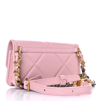 Chanel Lambskin Quilted Chanel 19 Belt Phone Holder Bag Pink 3 of 11