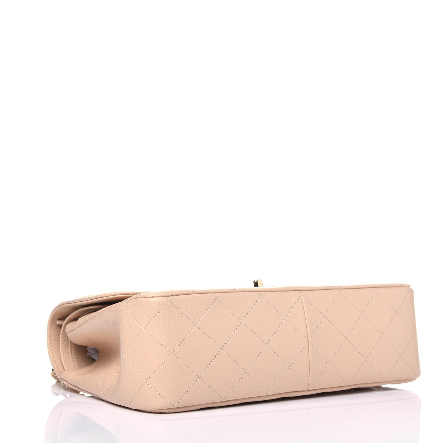 Caviar Quilted Jumbo Double Flap Light Beige