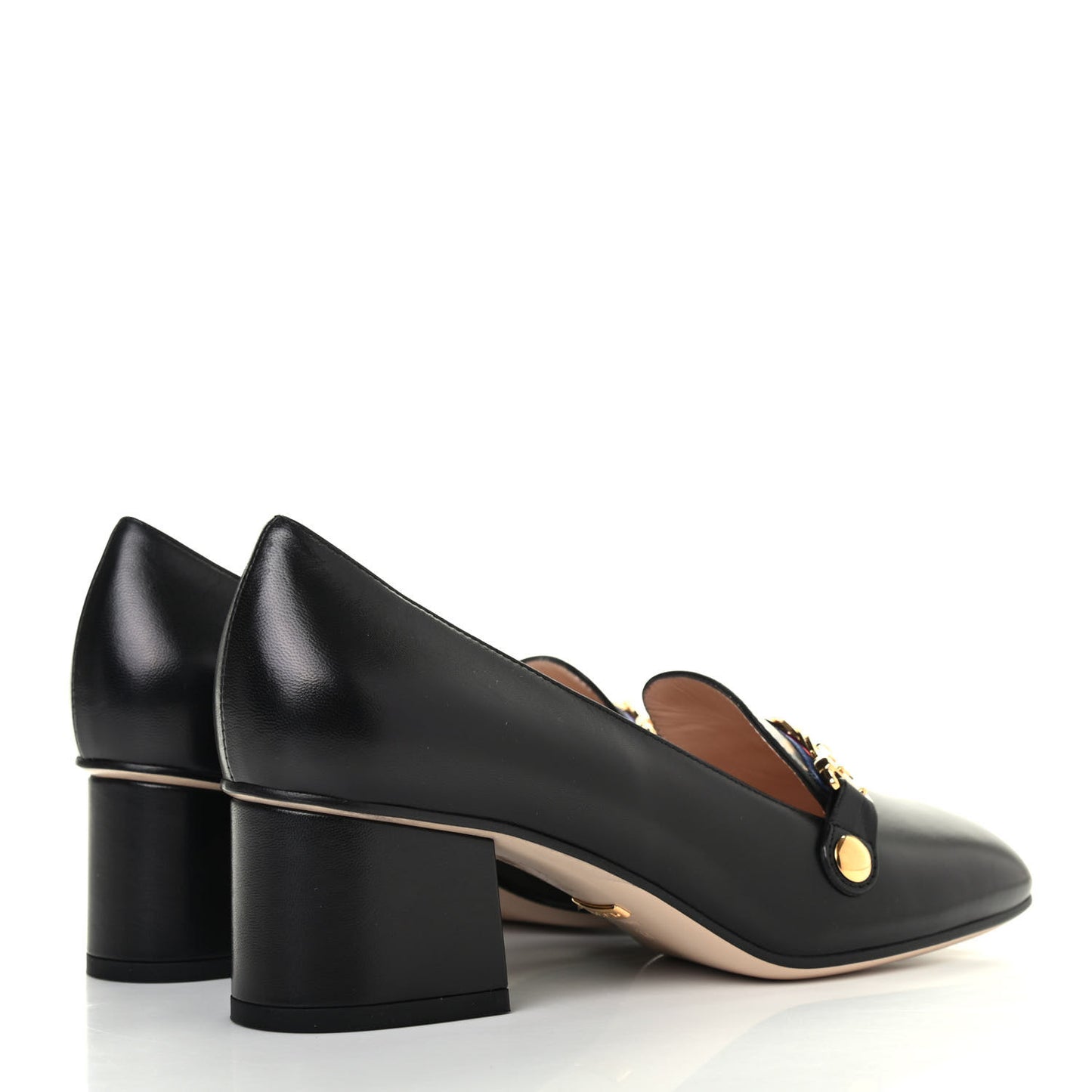 Malaga Kid Sylvie Web Chain Mid Heel Loafers 37 Black
