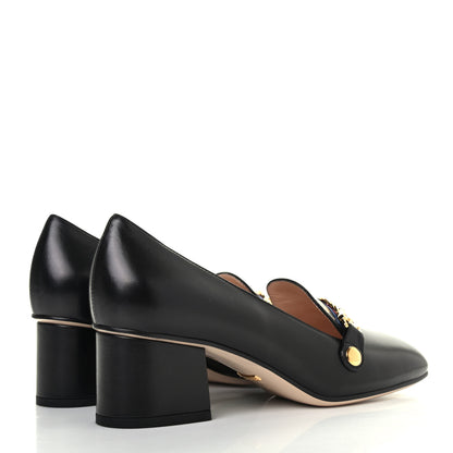 Gucci Malaga Kid Sylvie Web Chain Mid Heel Loafers 37 Black 3 of 4