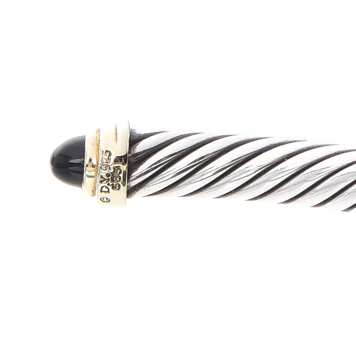 Sterling Silver 14K Yellow Gold Black Onyx 5mm Cable Classics Petite Color Bracelet