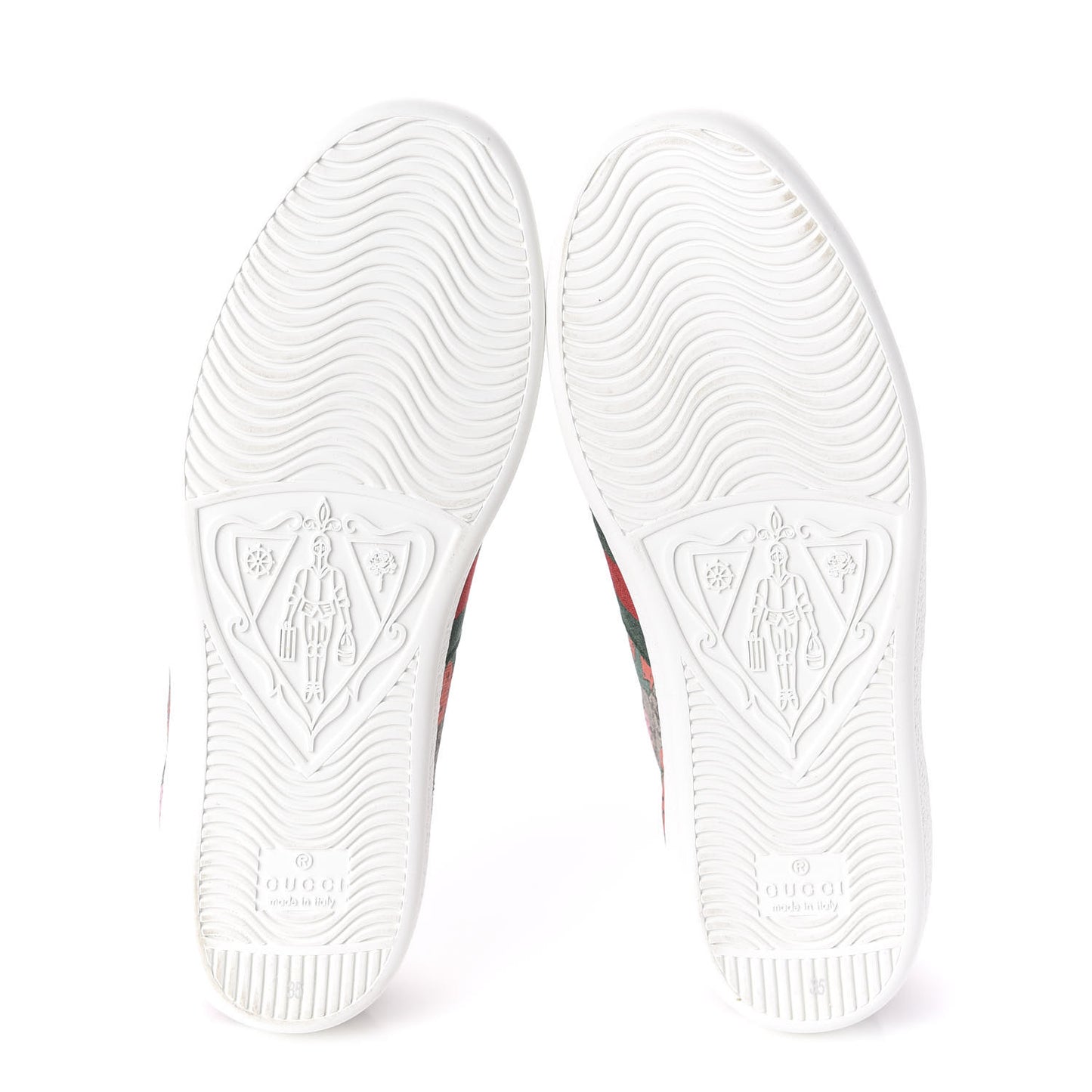 GG Supreme Monogram Strawberry Web Womens Ace Sneakers 35 Beige Multicolor Red Green