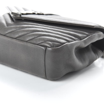 Saint Laurent Sheepskin Matelasse Chevron Monogram Medium College Bag Light Coal 8 of 10