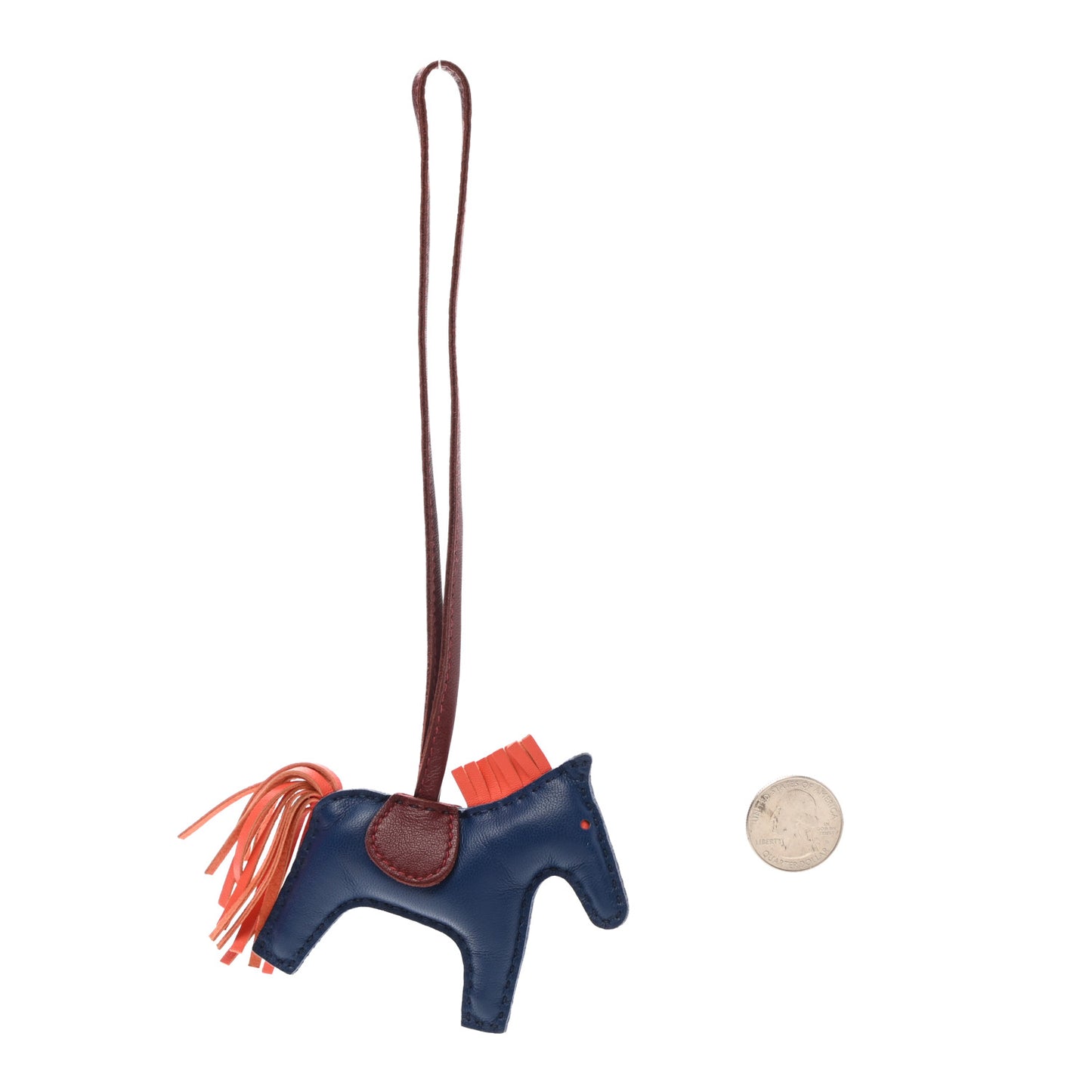 Milo Lambskin Grigri Rodeo Horse Bag Charm MM Bleu de Malte Rouge H Peony