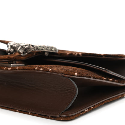 Gucci Velvet Moon Calfskin Crystal GG Monogram Small Dionysus Shoulder Bag Brown Vintage Cocoa Black Diamond 10 of 10